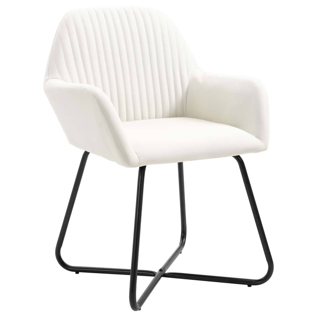 Eetkamerstoelen 2 st stof crème