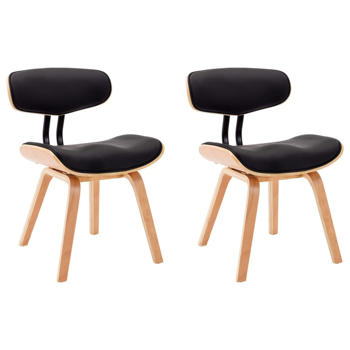 Eetkamerstoelen 2 st gebogen hout en kunstleer zwart