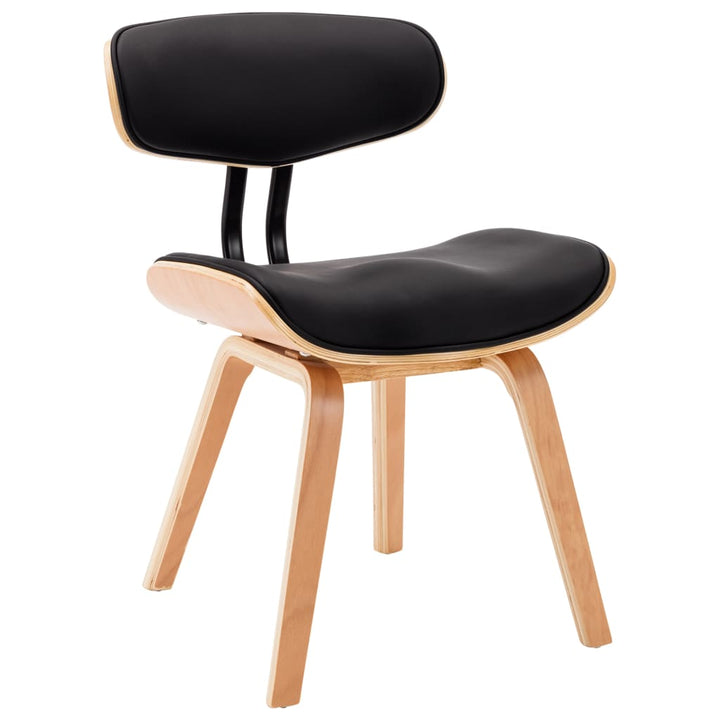 Eetkamerstoelen 2 st gebogen hout en kunstleer zwart