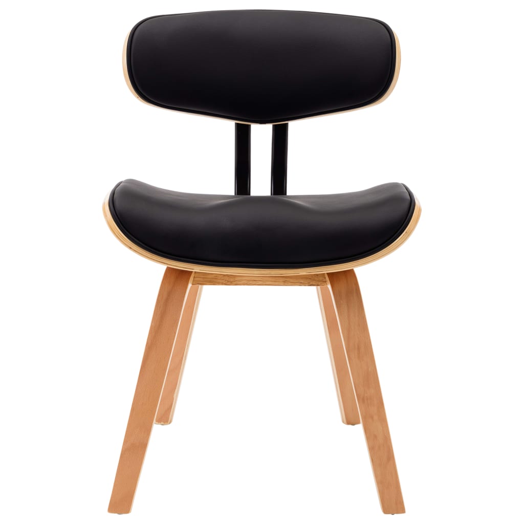 Eetkamerstoelen 2 st gebogen hout en kunstleer zwart