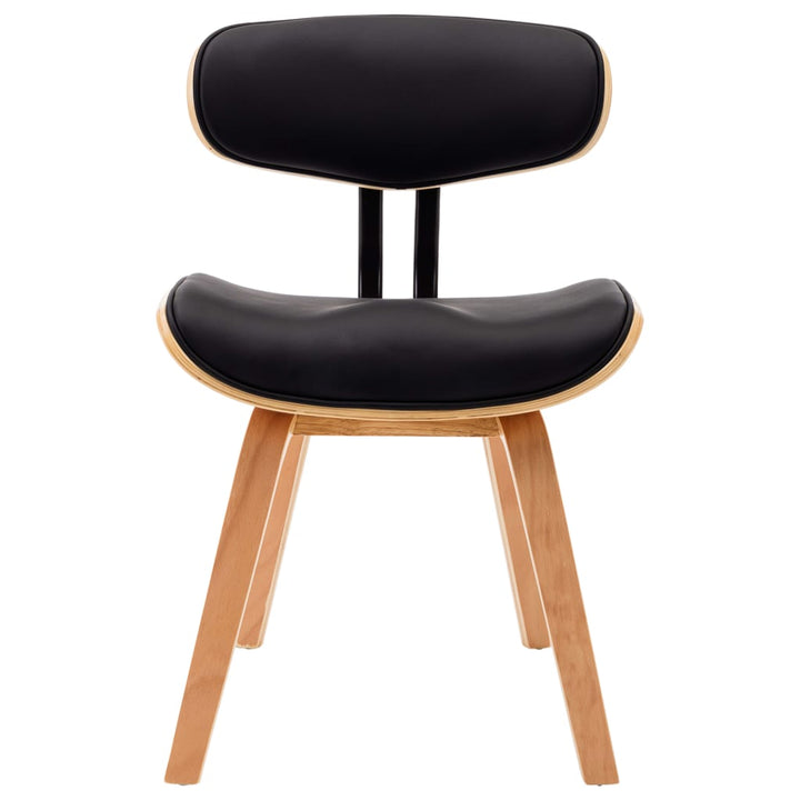 Eetkamerstoelen 2 st gebogen hout en kunstleer zwart