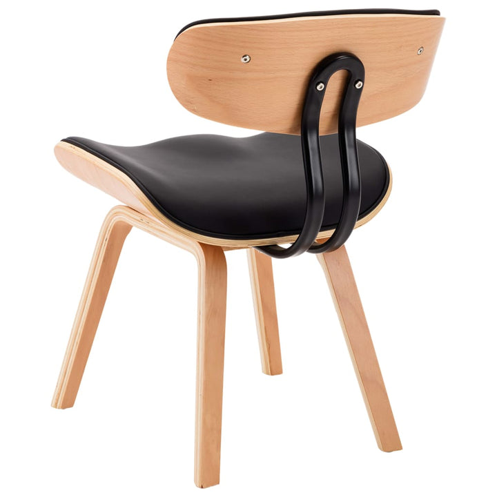 Eetkamerstoelen 2 st gebogen hout en kunstleer zwart