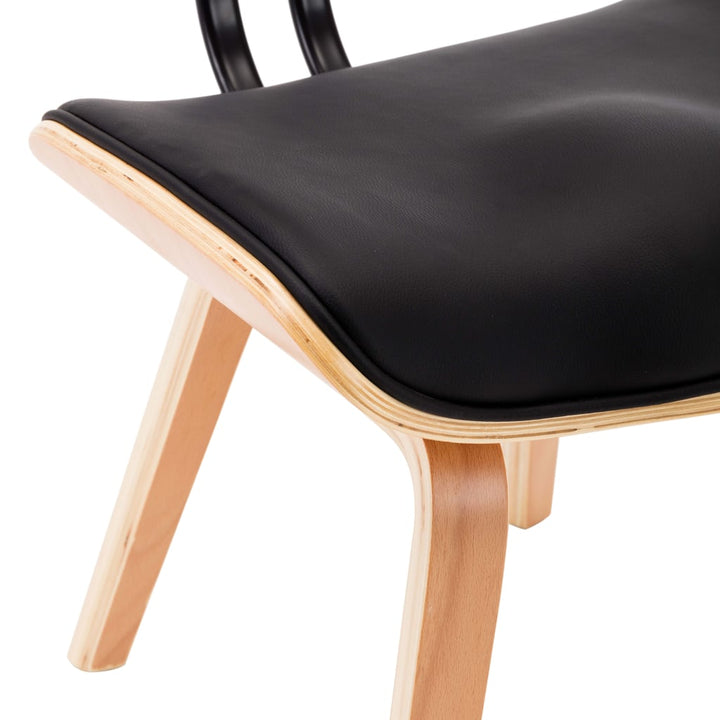 Eetkamerstoelen 2 st gebogen hout en kunstleer zwart