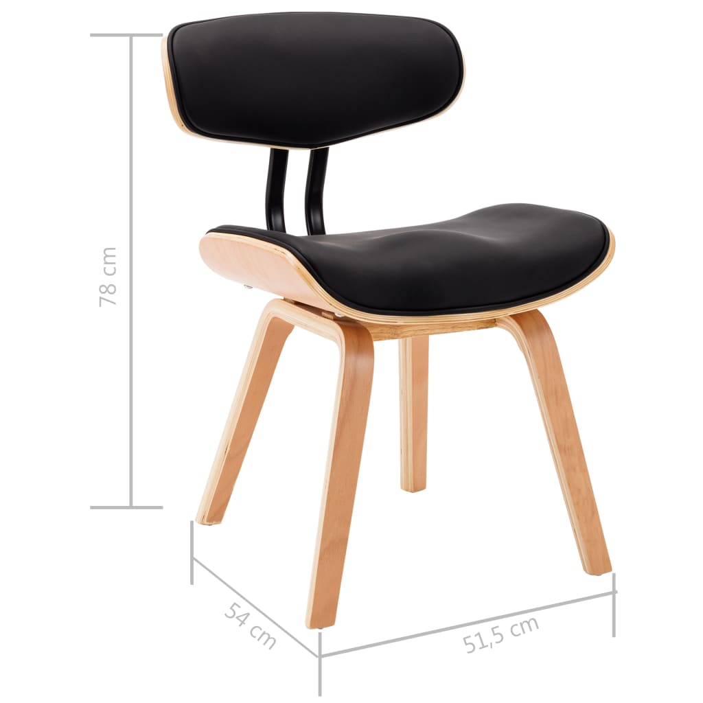 Eetkamerstoelen 2 st gebogen hout en kunstleer zwart