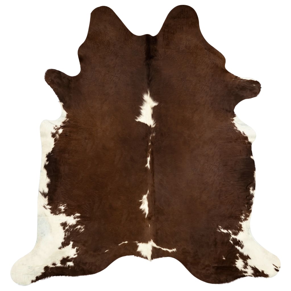 Vloerkleed 150x170 cm echte runderhuid bruin en wit
