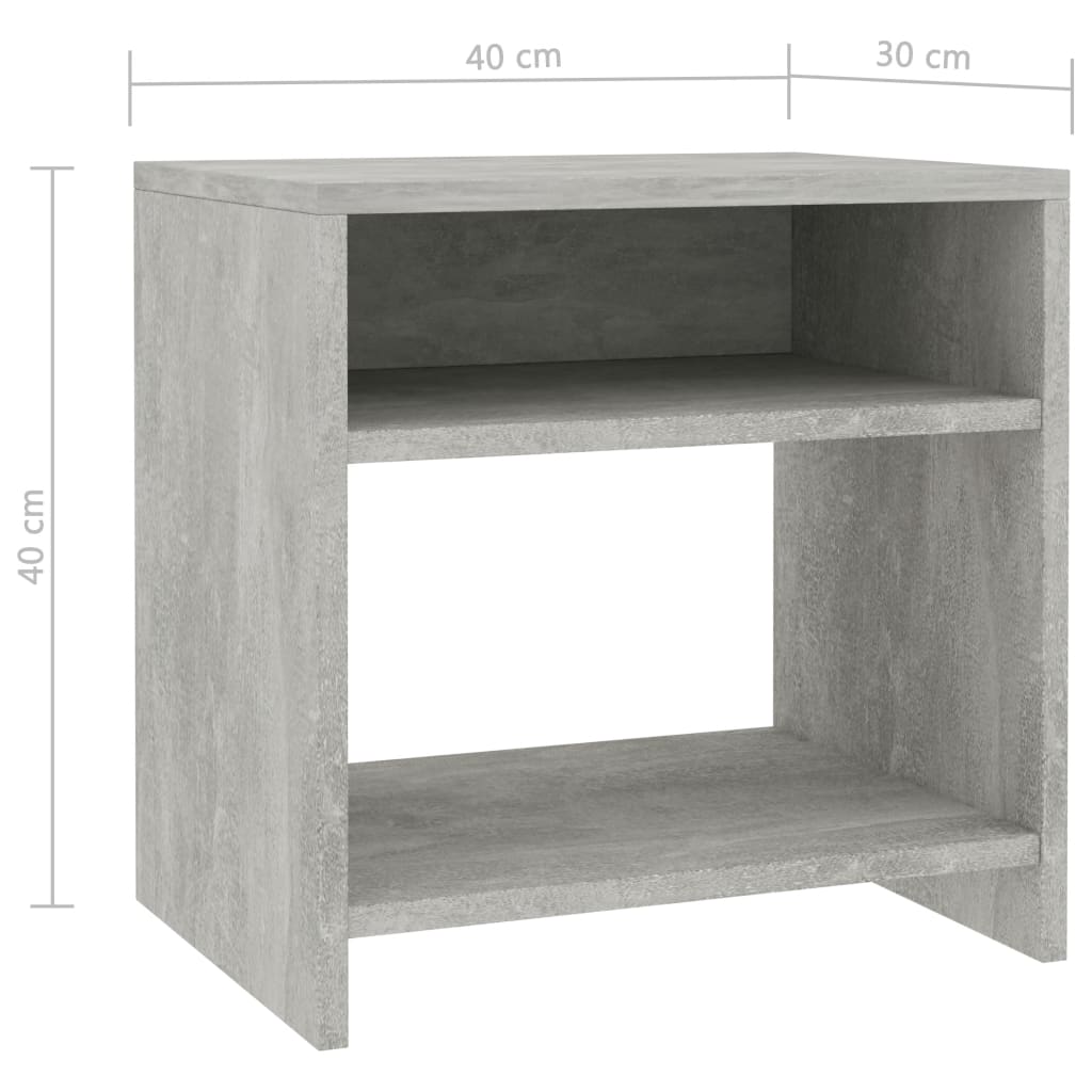 Nachtkastjes 2 st 40x30x40 cm bewerkt hout betongrijs