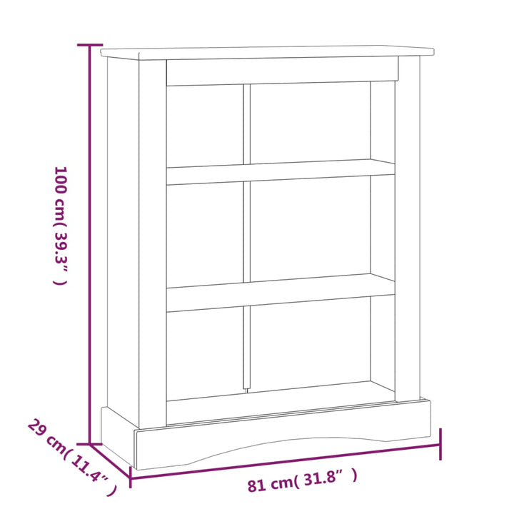 Boekenkast 3 planken 81x29x100 cm grenenhout Corona-stijl grijs