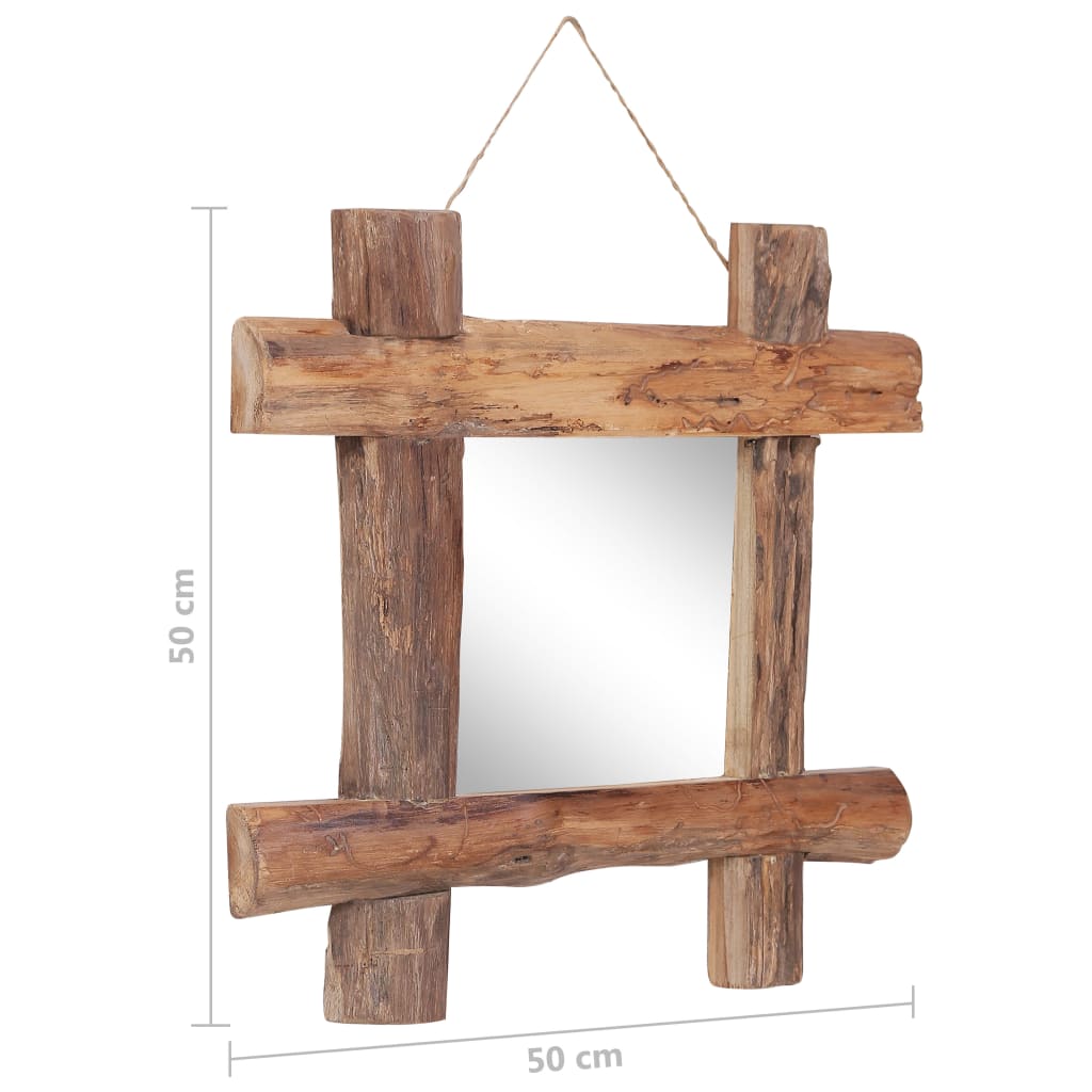 Spiegel houtblokken 50x50 cm massief gerecycled hout naturel