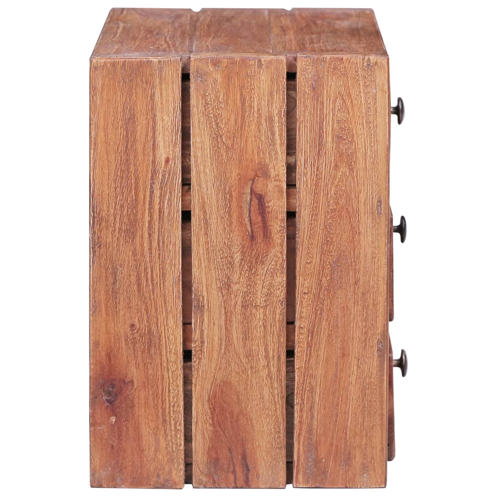Nachtkastje met 3 lades 35x25x35 cm massief gerecycled hout