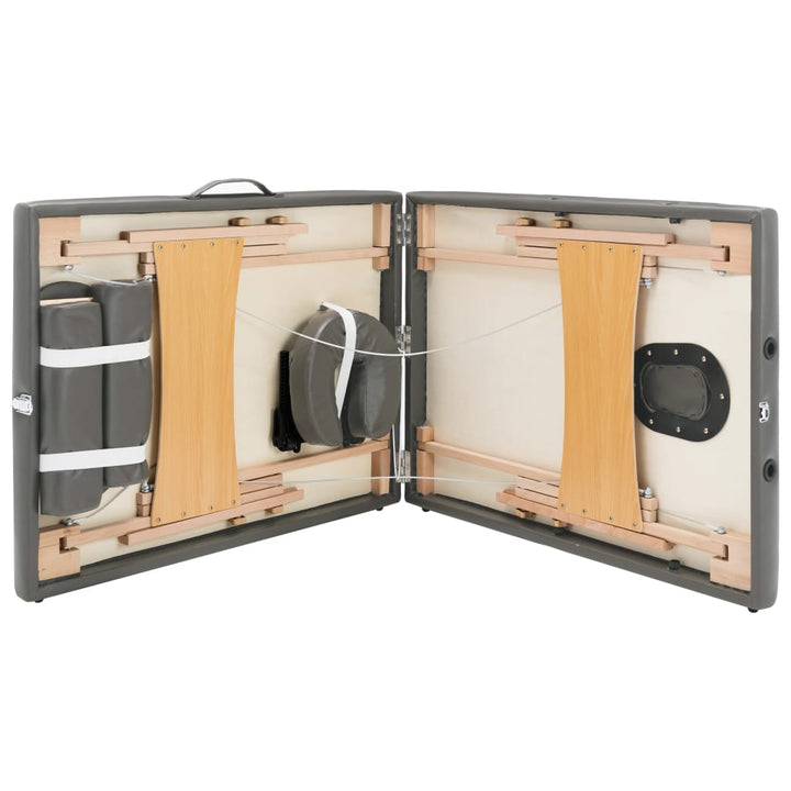 Massagetafel met 2 zones 186x68 cm houten frame antraciet