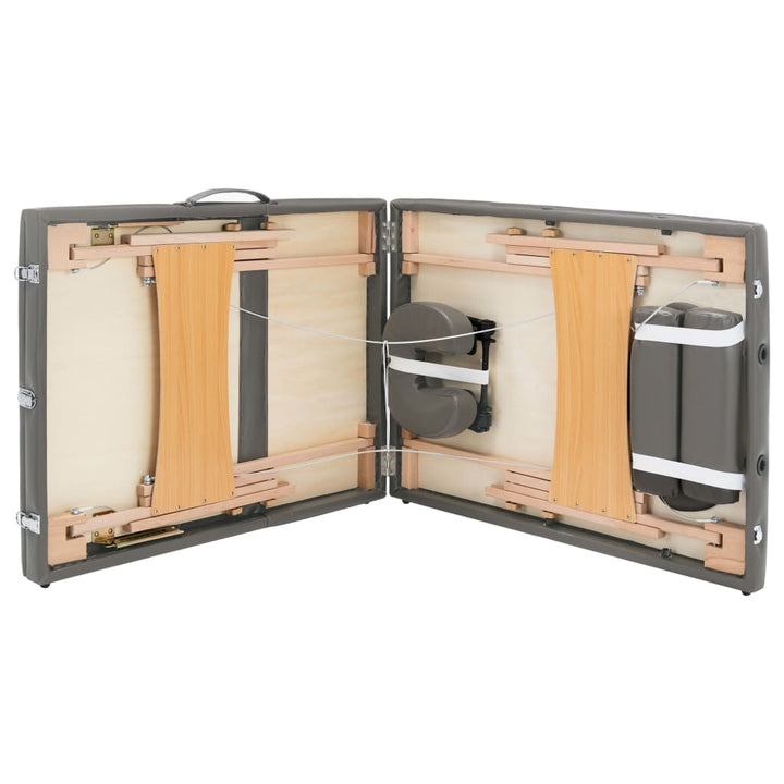 Massagetafel met 3 zones 186x68 cm houten frame antraciet