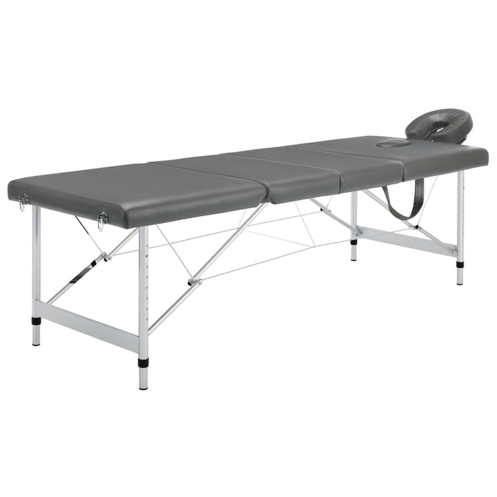 Massagetafel met 4 zones 186x68 cm aluminium frame antraciet