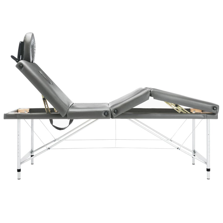 Massagetafel met 4 zones 186x68 cm aluminium frame antraciet