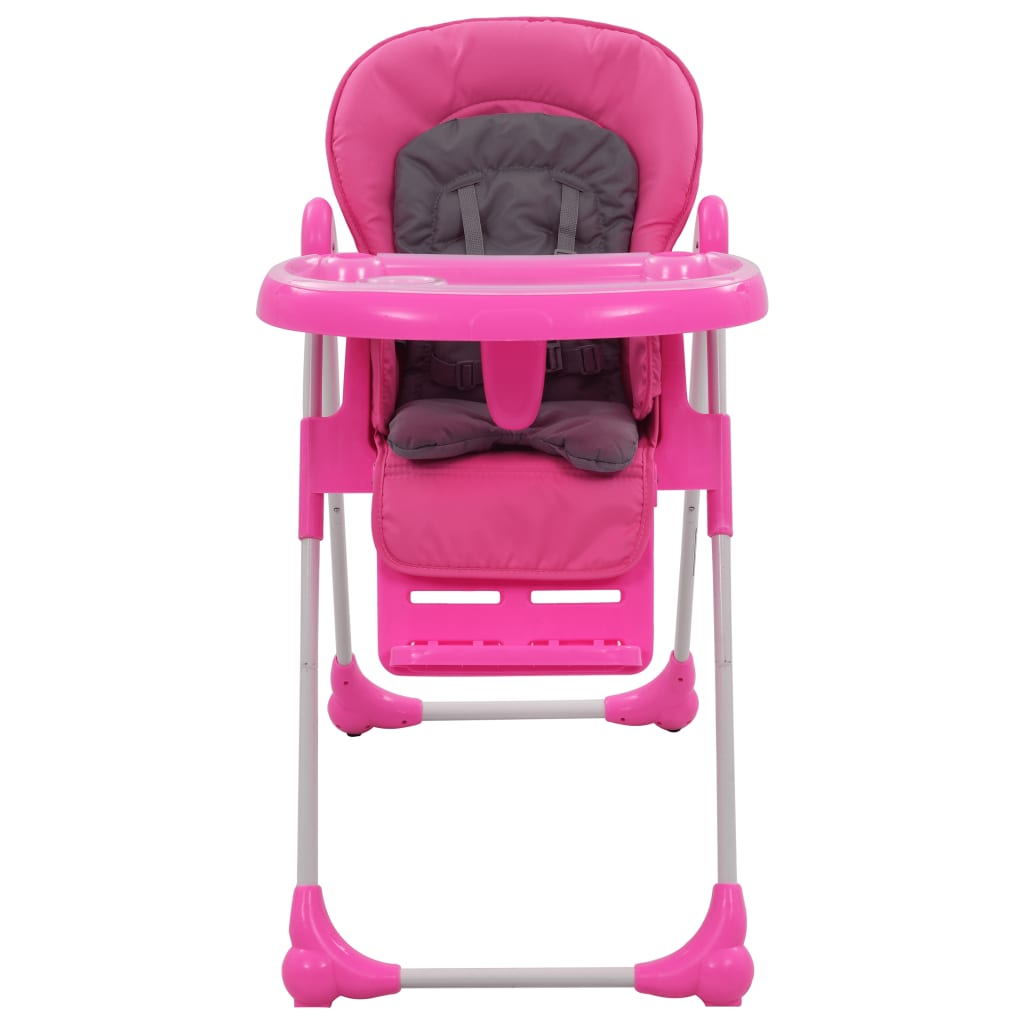 Kinderstoel hoog roze en grijs