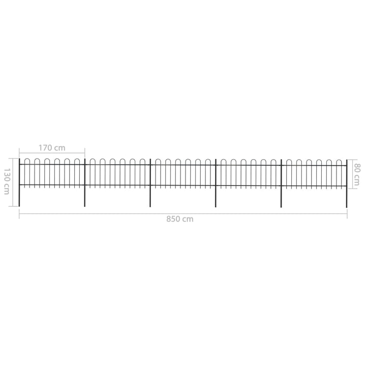 Tuinhek met ronde bovenkant 8,5x0,8 m staal zwart