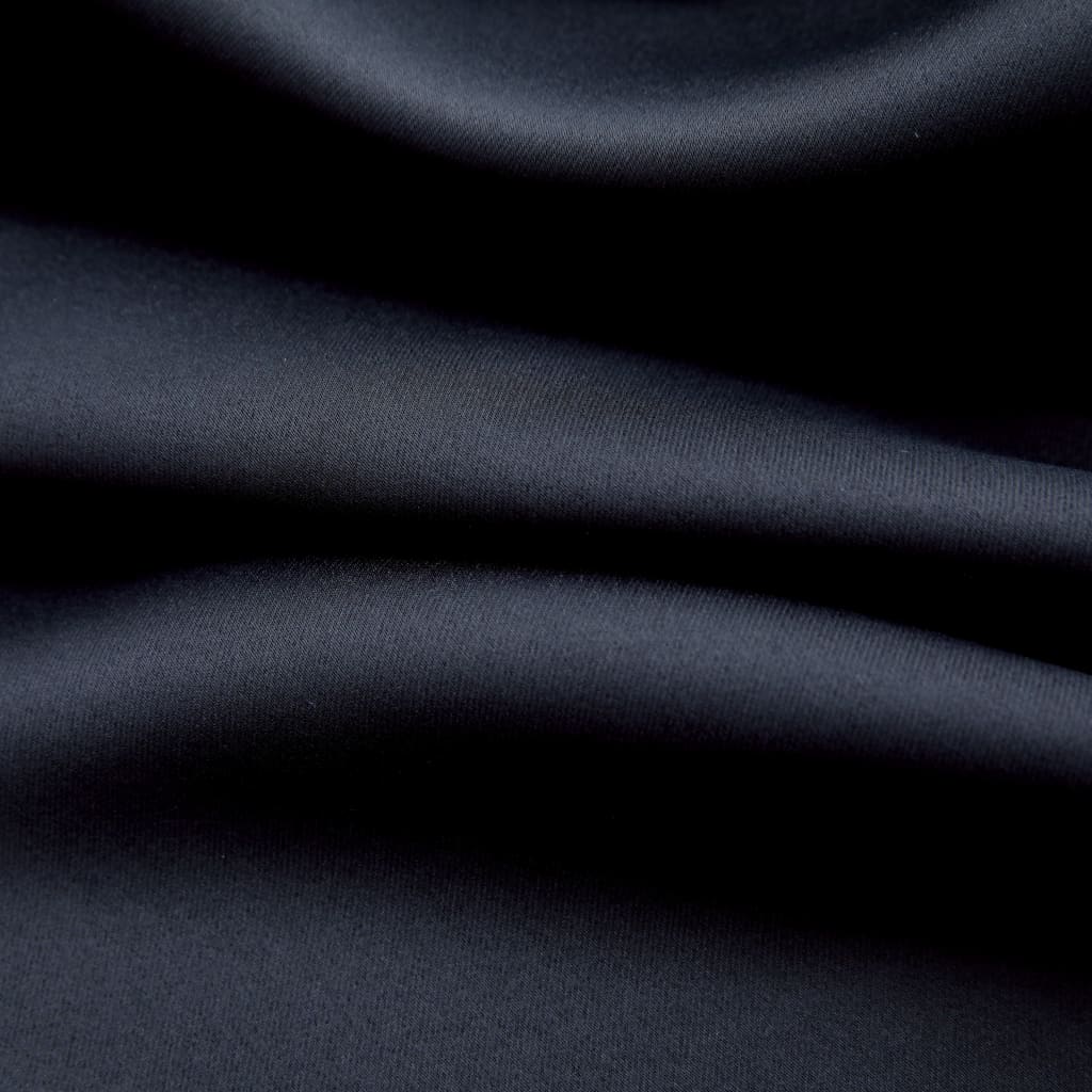 Gordijn verduisterend met metalen ringen 2 st 140x175 cm zwart