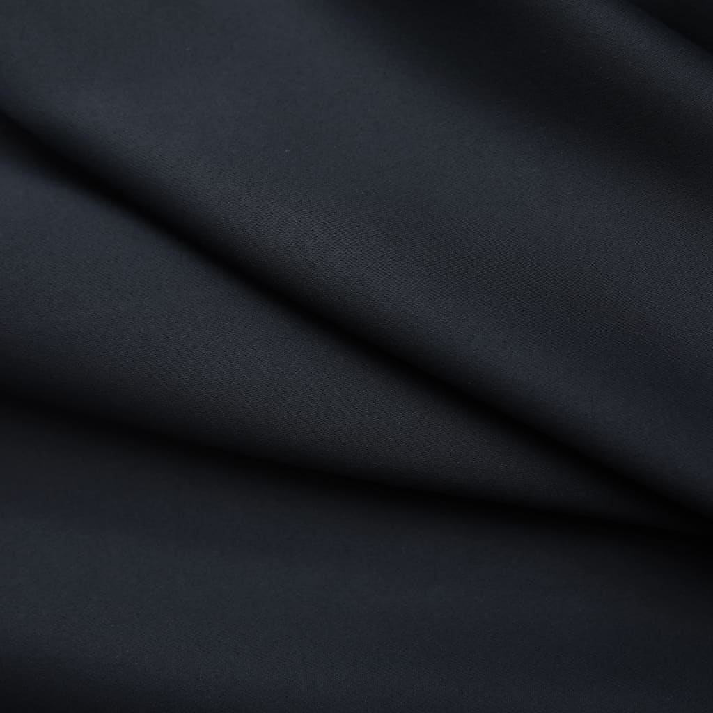 Gordijnen verduisterend met haken 2 st 140x175 cm zwart