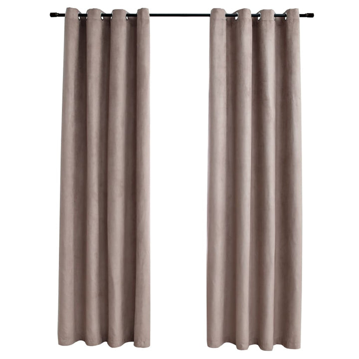 Gordijn verduisterend met metalen ringen 2 st 140x225 cm taupe