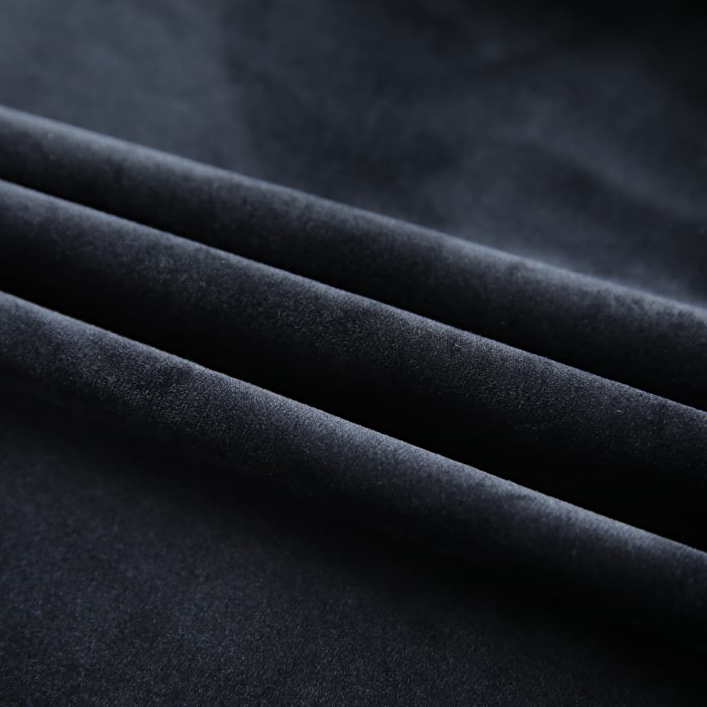 Gordijnen verduisterend 2 st met haken 140x175 cm fluweel zwart