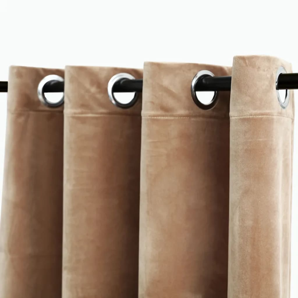 Gordijn verduisterend met ringen 290x245 cm fluweel beige