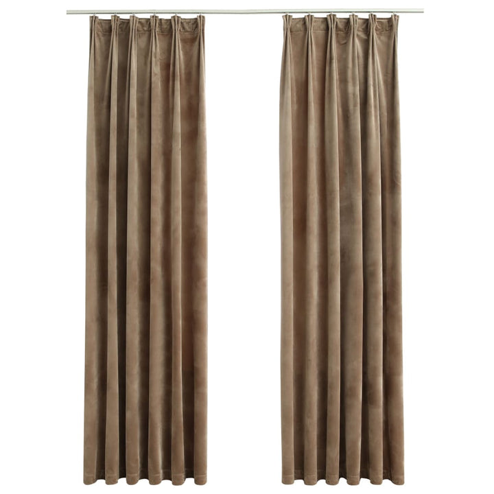 Gordijnen verduisterend 2 st met haken 140x225 cm fluweel beige