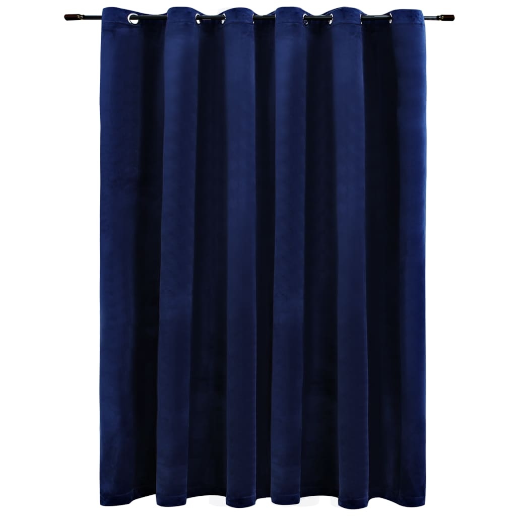 Gordijn verduisterend met ringen 290x245 cm fluweel blauw