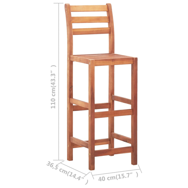 Barstoelen 2 st massief acaciahout