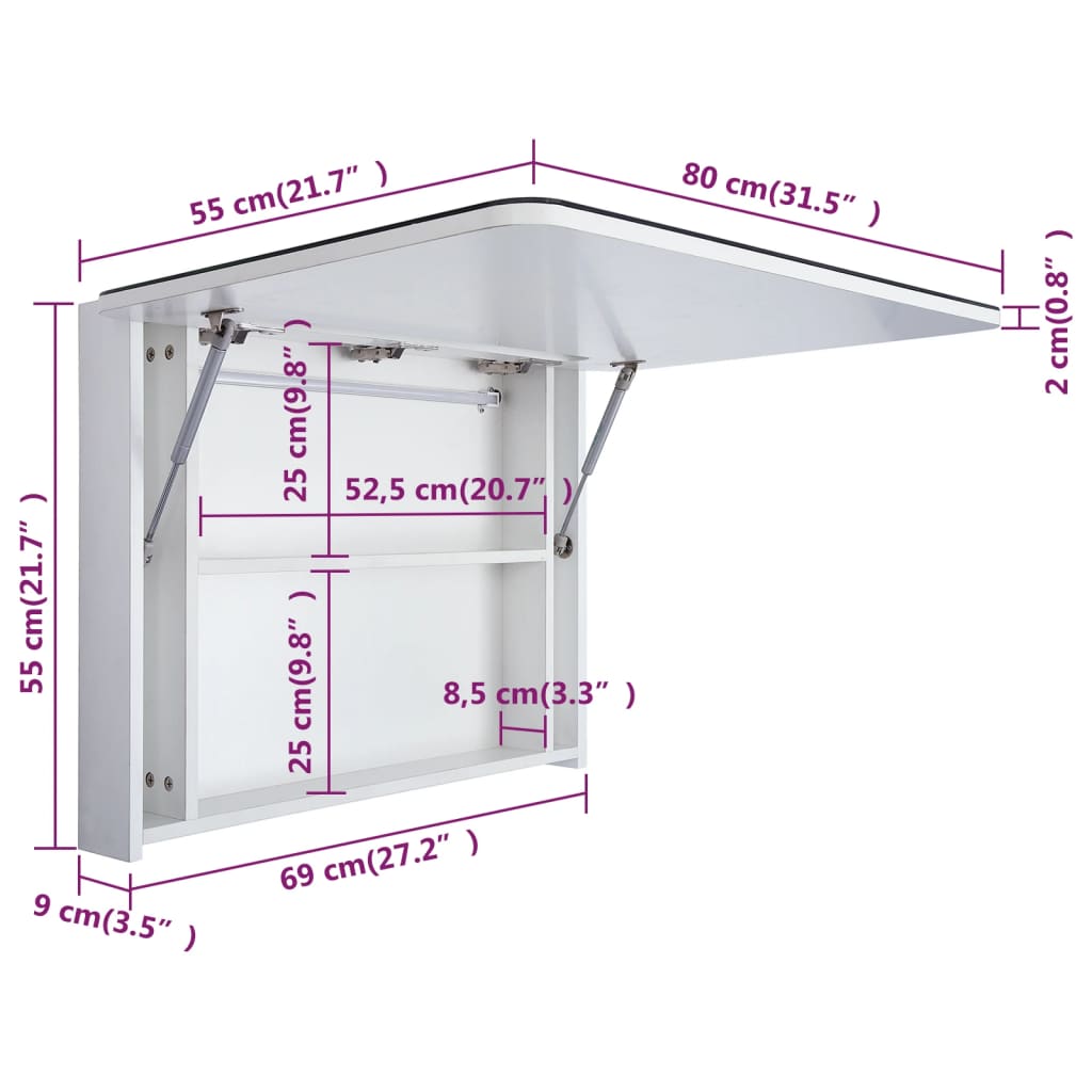 Badkamerkast met spiegel en LED 80x11x55 cm