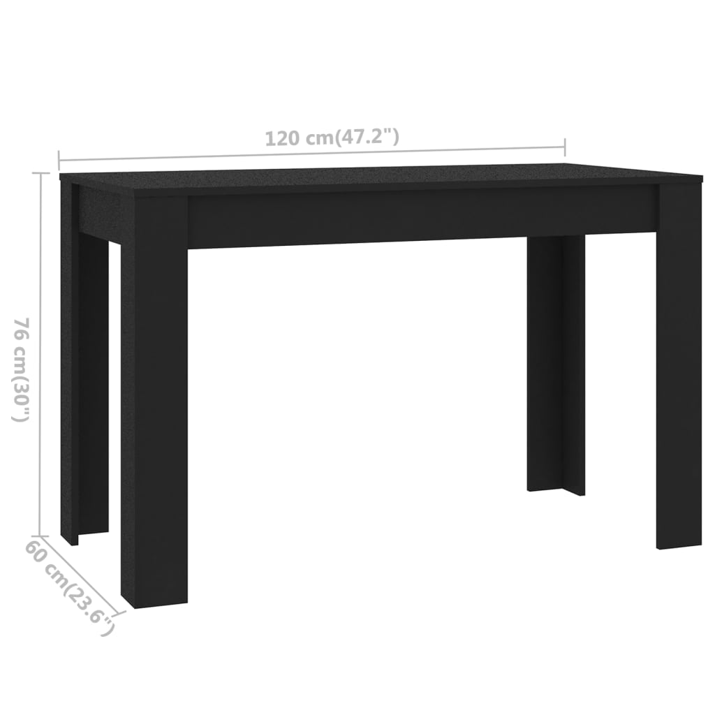 Eettafel 120x60x76 cm bewerkt hout zwart