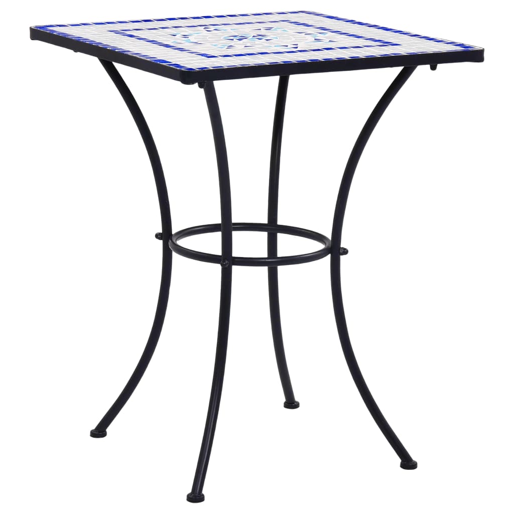 Bistrotafel mozaïek 60 cm keramiek blauw en wit