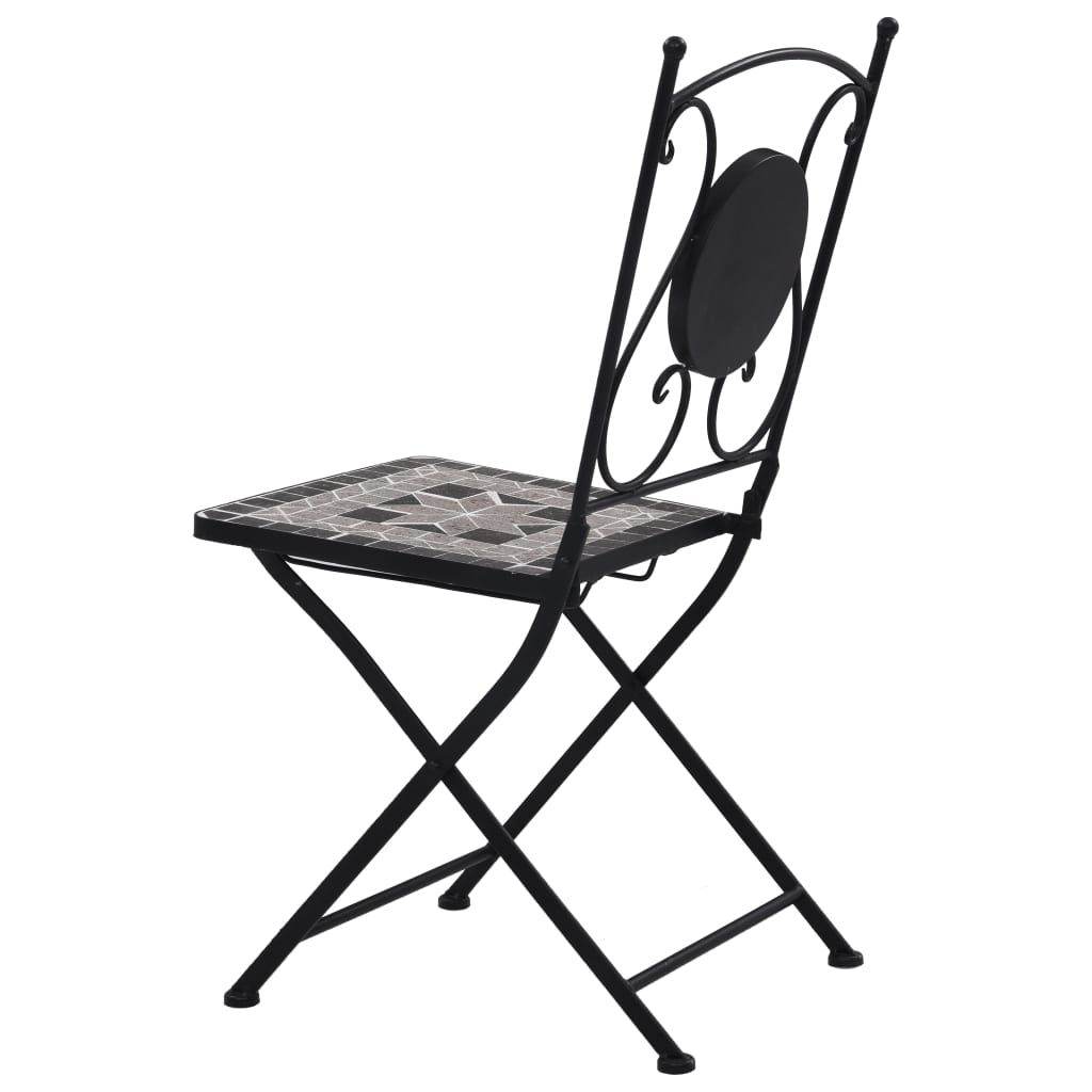 Bistrostoelen mozaïek 2 st grijs