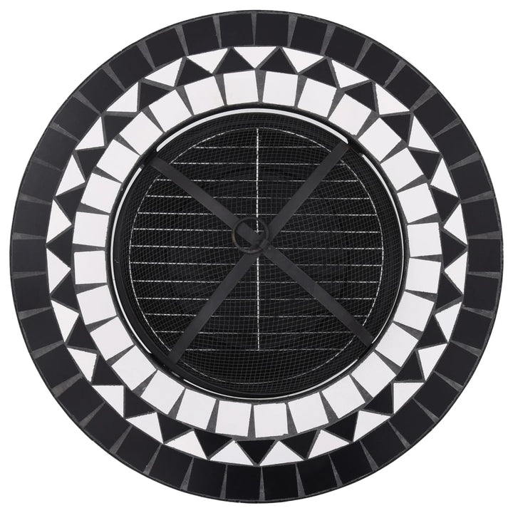 Vuurtafel mozaïek 68 cm keramiek zwart en wit