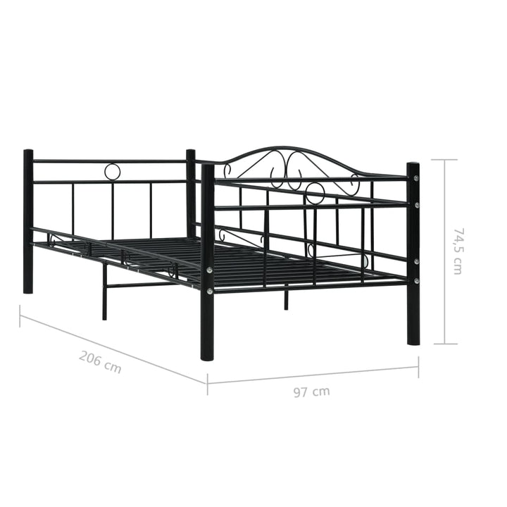 Bedbankframe metaal zwart 90x200 cm