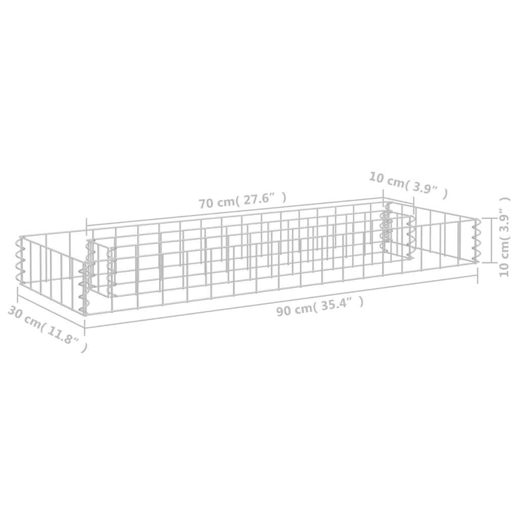 Gabion plantenbak verhoogd 90x30x10 cm gegalvaniseerd staal