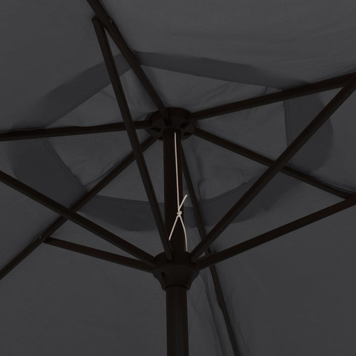 Parasol met LED-verlichting en stalen paal 300 cm zwart