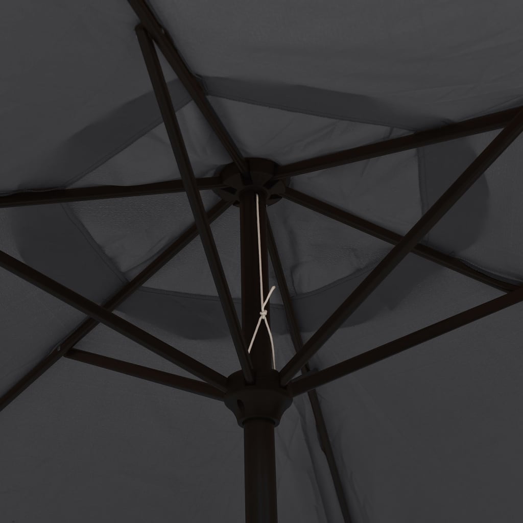 Parasol met LED-verlichting en stalen paal 300 cm zwart