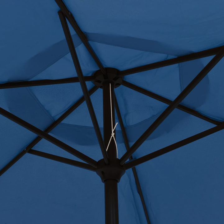 Parasol met LED-verlichting en stalen paal 300 cm blauw