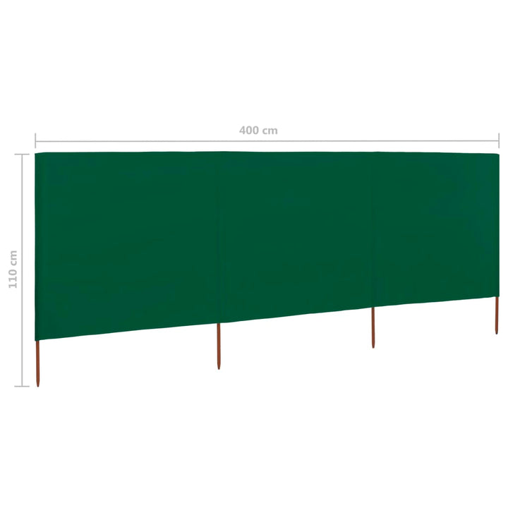 Windscherm 3-panelen 400x80 cm stof groen