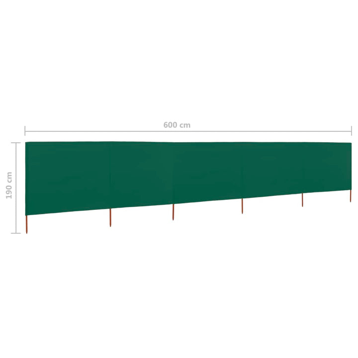 Windscherm 5-panelen 600x160 cm stof groen