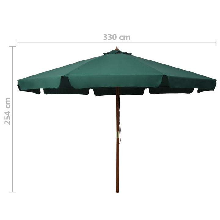 Parasol met houten paal 330 cm groen