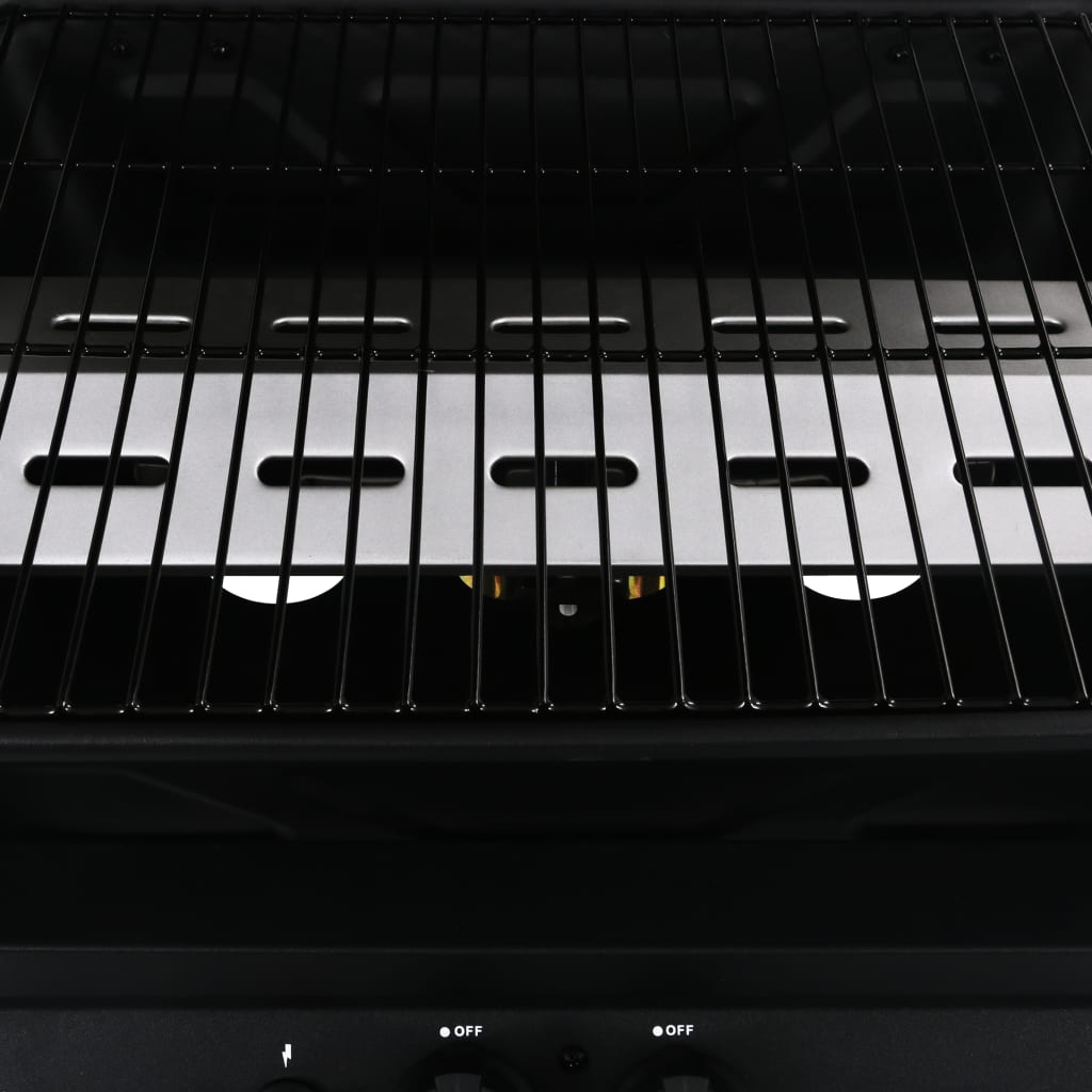 Gasbarbecue met 3-laags zijtafel zwart