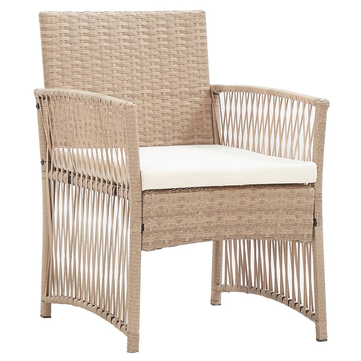 4-delige Loungeset met kussens poly rattan beige