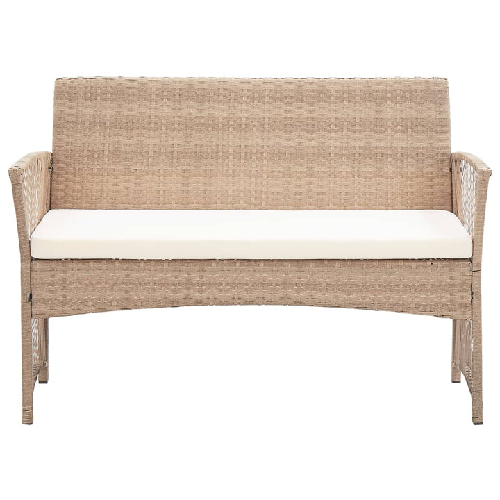 4-delige Loungeset met kussens poly rattan beige