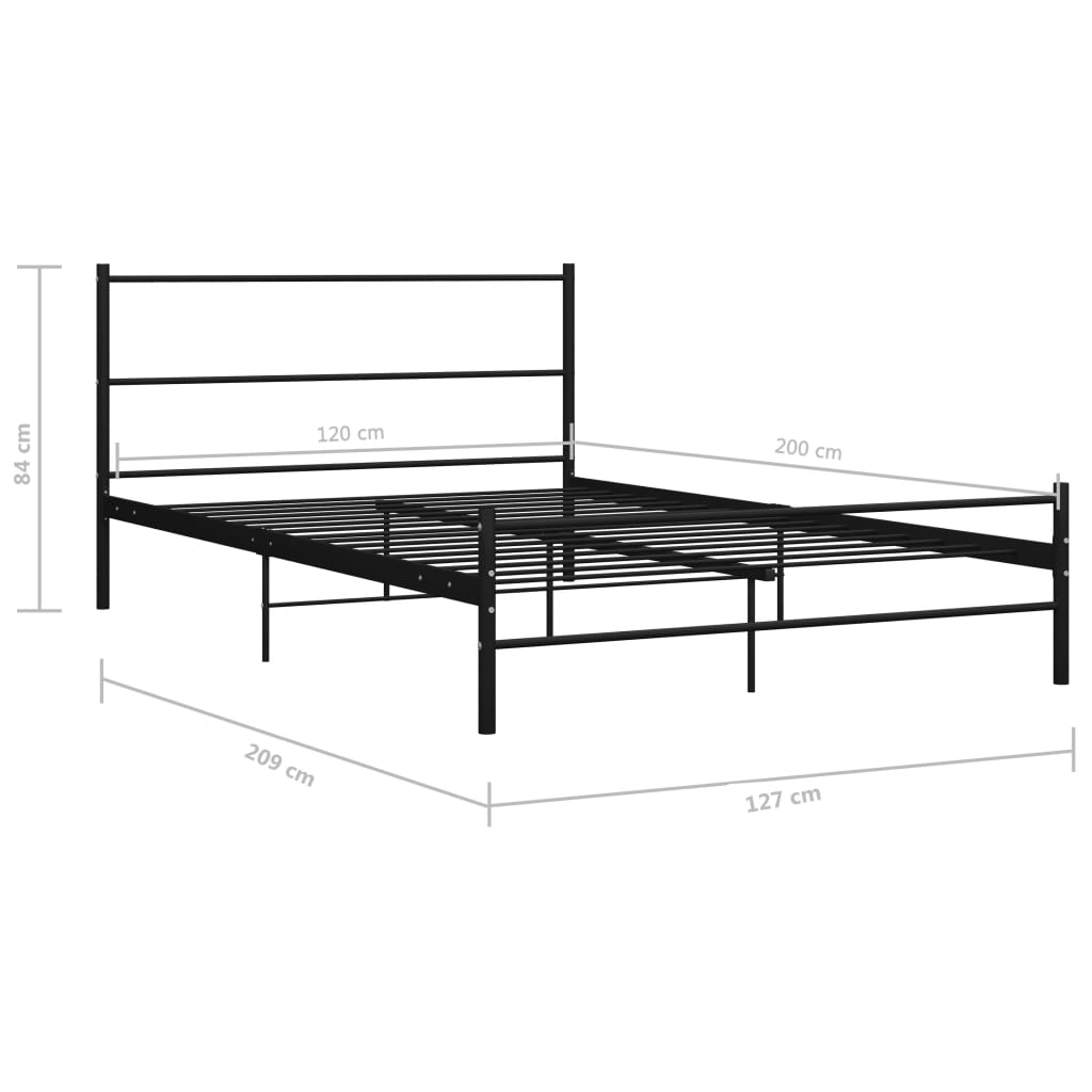 Bedframe metaal zwart 120x200 cm