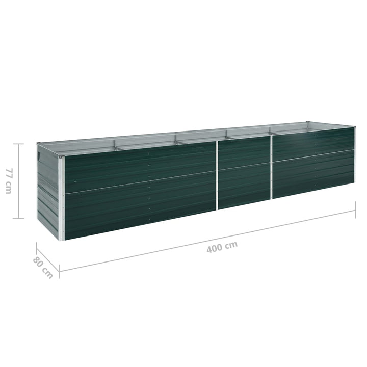 Plantenbak verhoogd 400x80x77 cm gegalvaniseerd staal groen