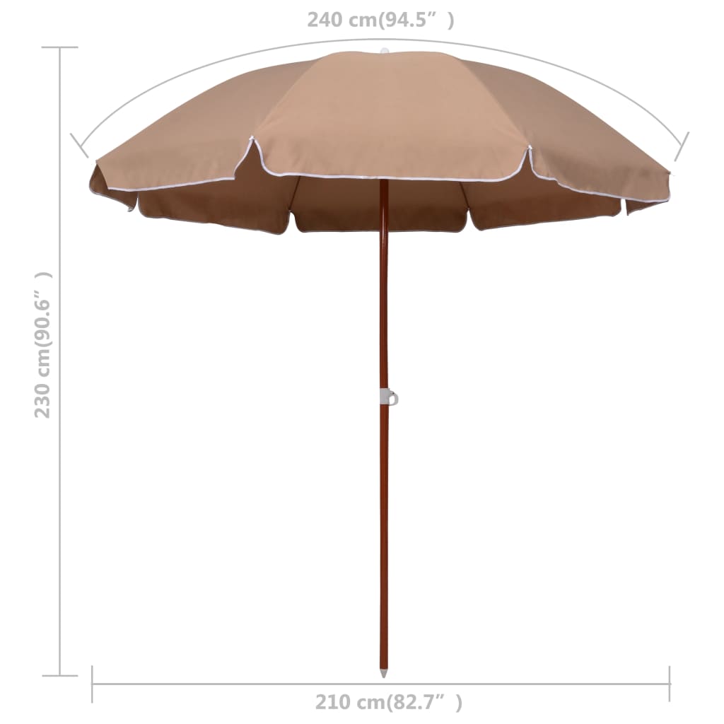 Parasol met stalen paal 240 cm taupe