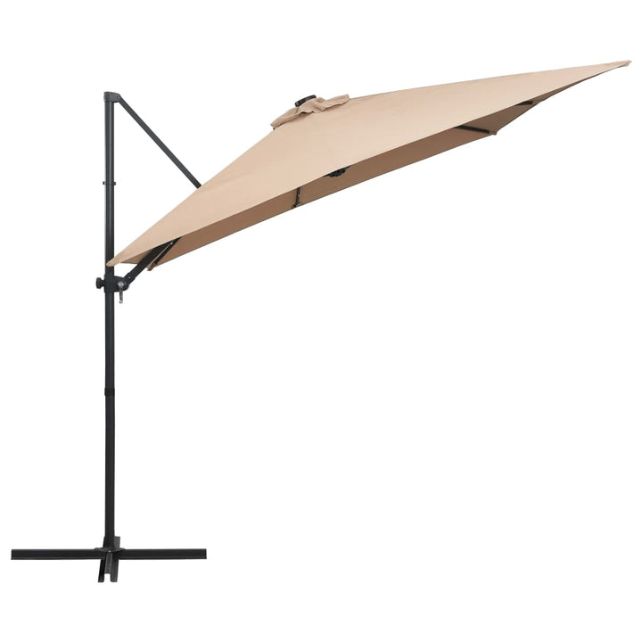 Zweefparasol met LED-verlichting stalen paal 250x250 cm taupe