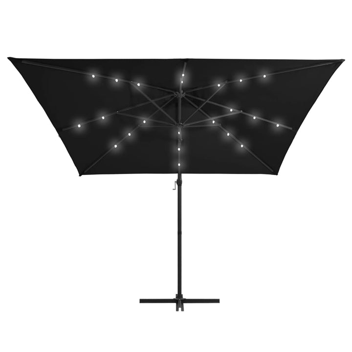 Zweefparasol met LED-verlichting stalen paal 250x250 cm zwart