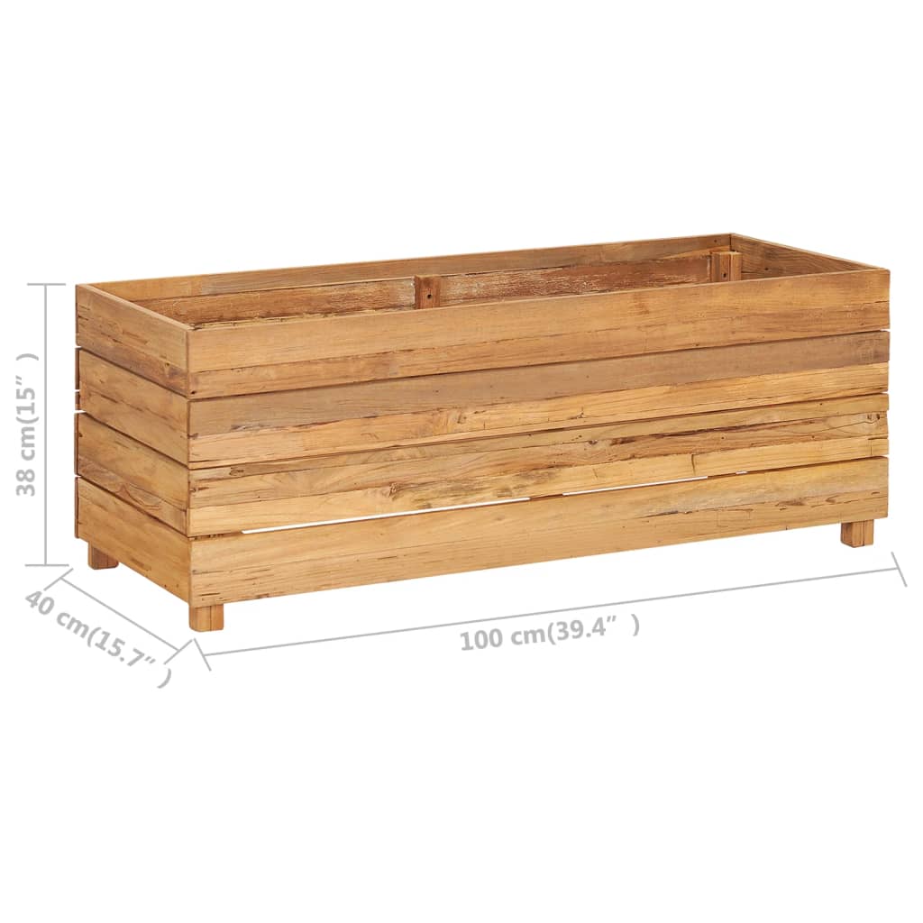 Plantenbak verhoogd 100x40x38 cm massief teakhout