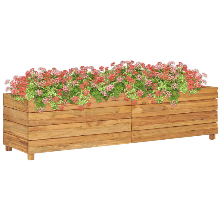 Plantenbak verhoogd 150x40x38 cm massief teakhout en staal